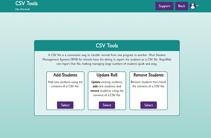 CSV Tools Screen